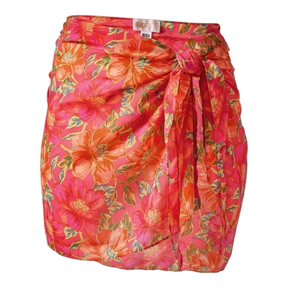 Beach Riot Melanie Miami Peony Pink Floral Sarong Swim Wrap Women’s One Size - Picture 2 of 10